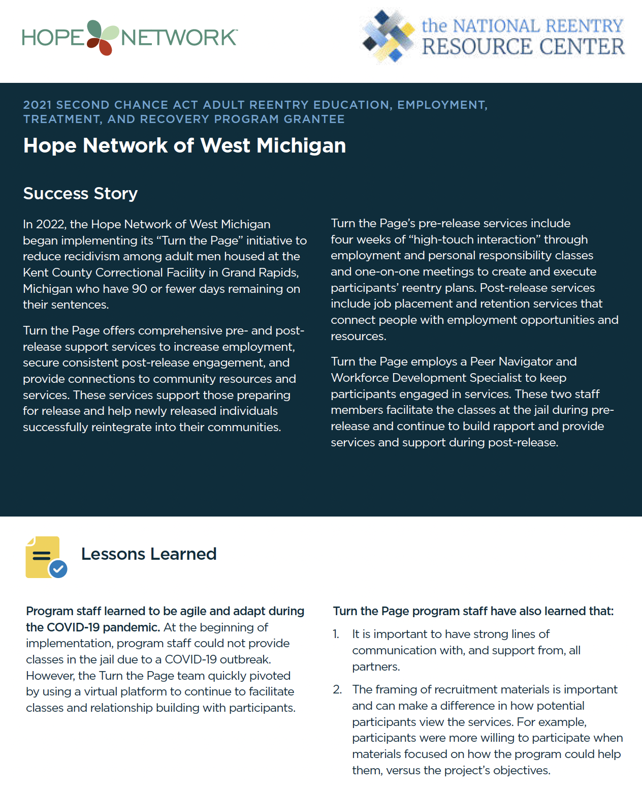 SCA Success Story - Hope Network of Western Michigan brief cover