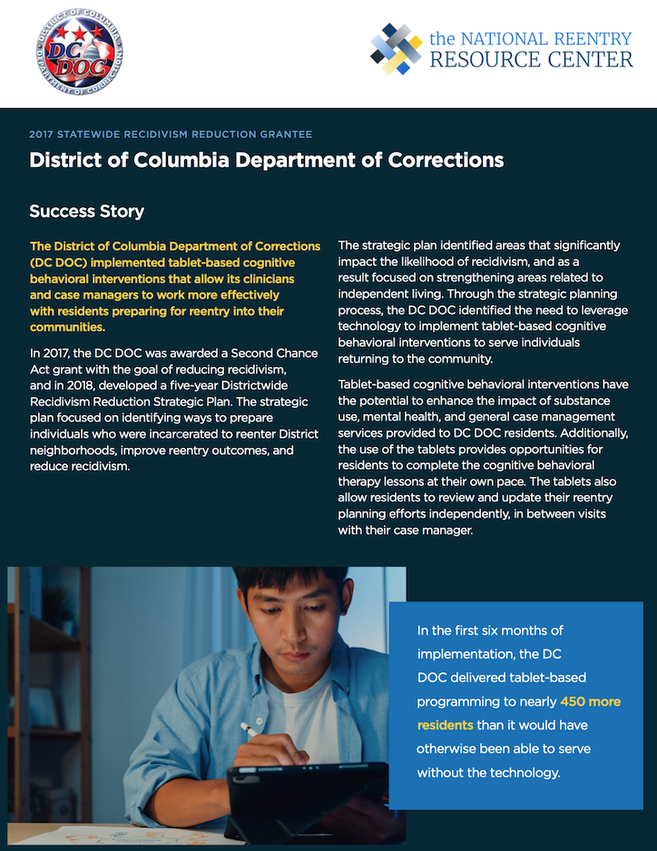 SCA Success Story - District of Columbia Department of Corrections brief cover