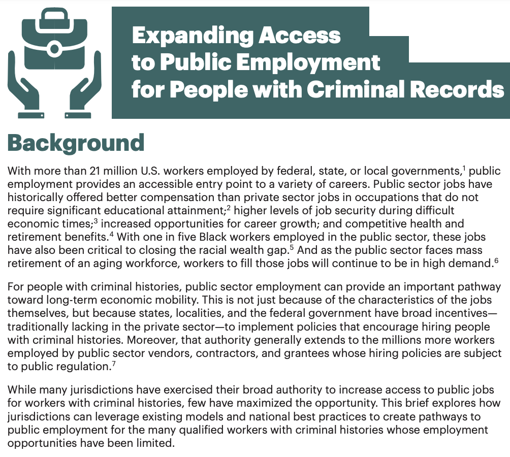 Expanding Access to Public Employment for People with Criminal Records