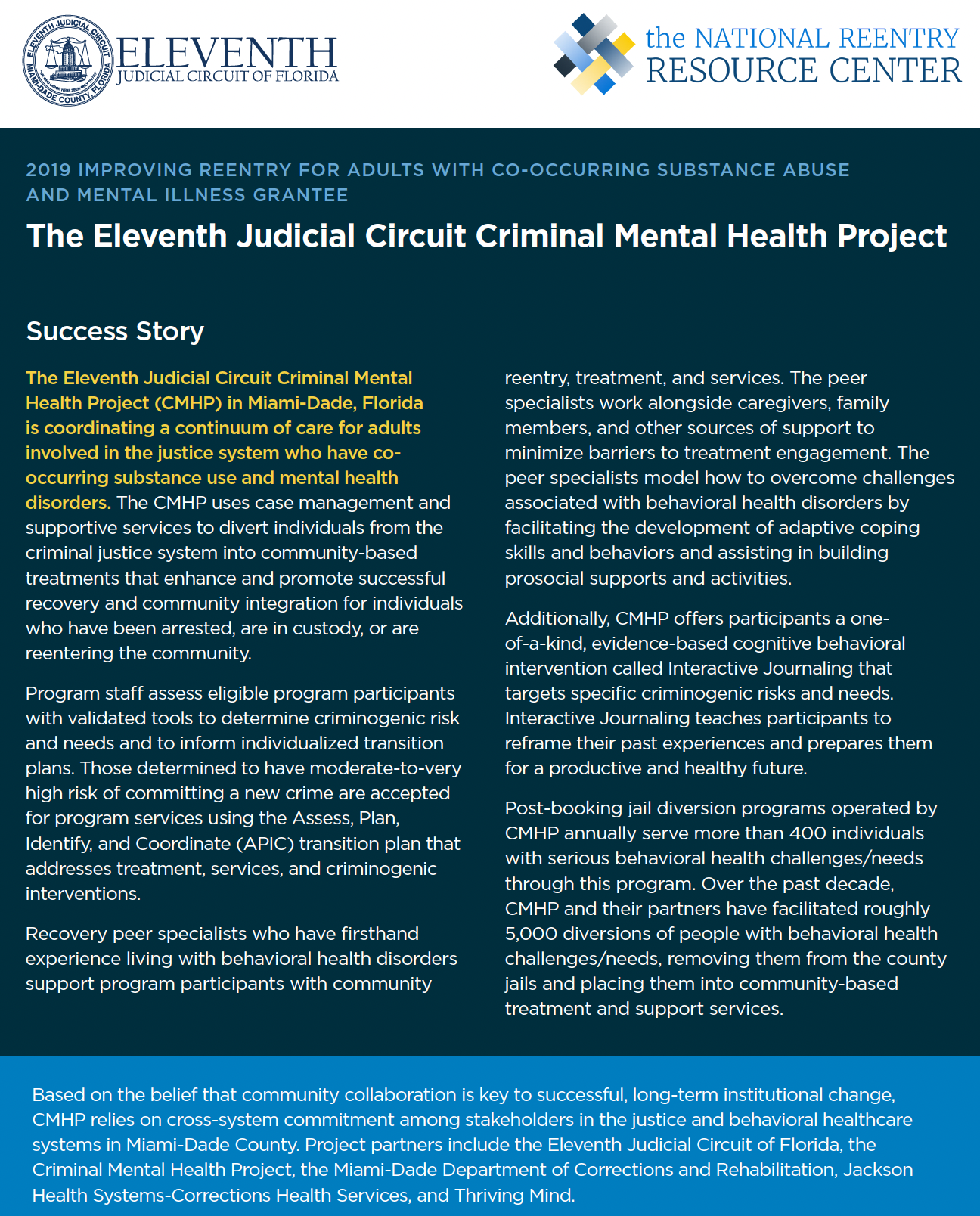 SCA Success Story - CMHP Miami-Dade brief cover