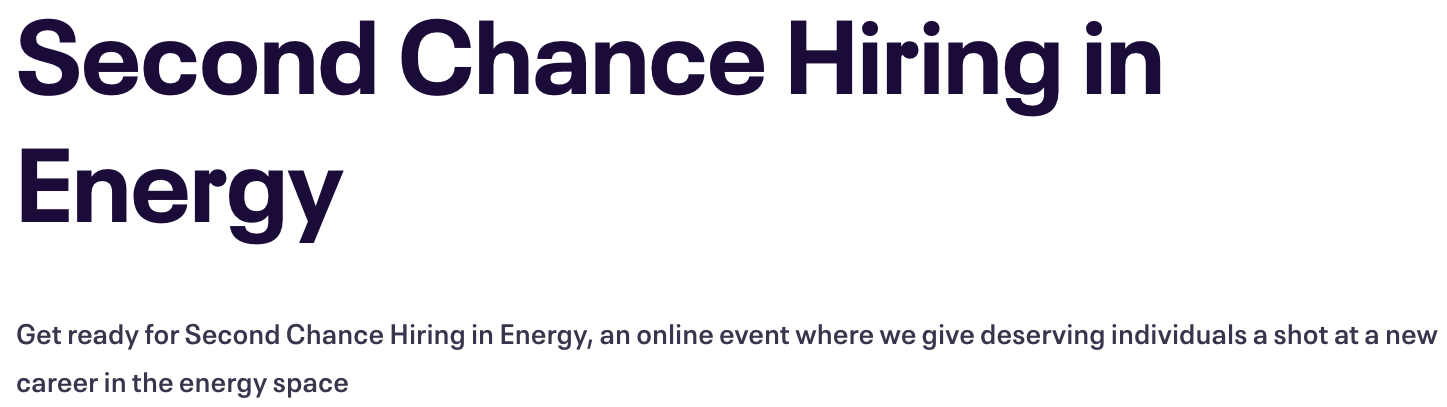 Second Chance Hiring in Energy