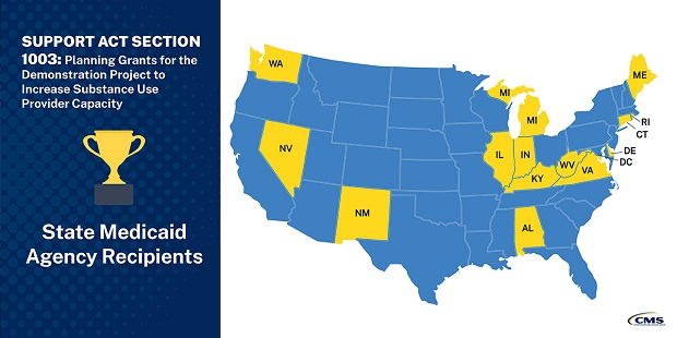 Map of demonstration project grant recipient states