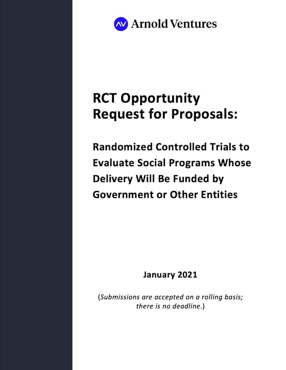 Arnold Foundation funding application for social programs randomized control trials
