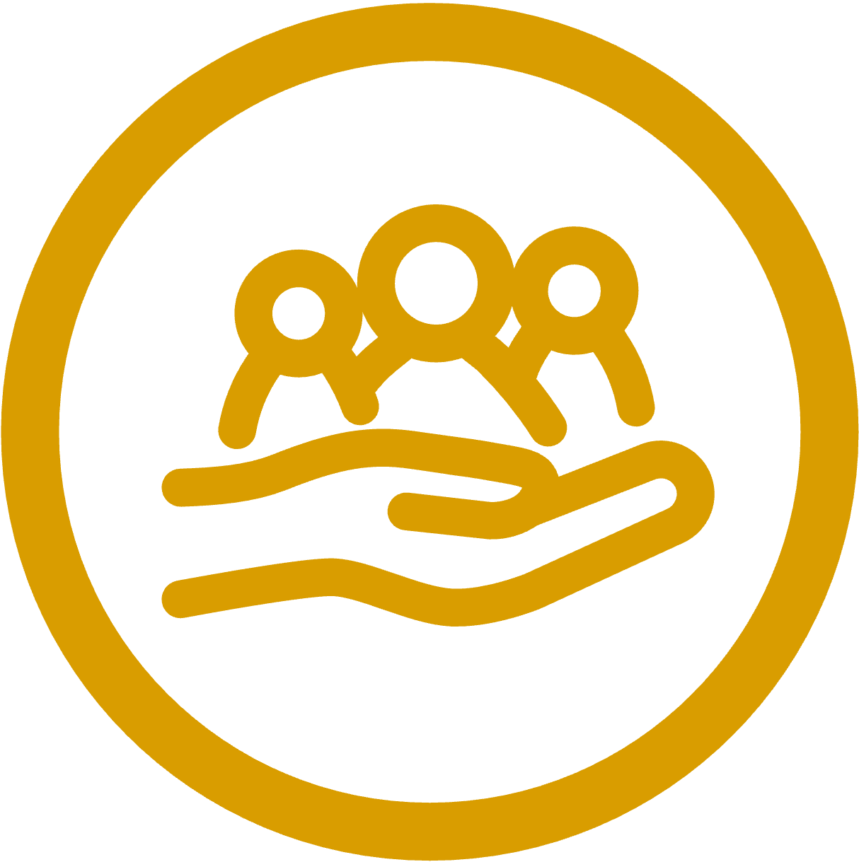 Icon of hand appearing to hold three people
