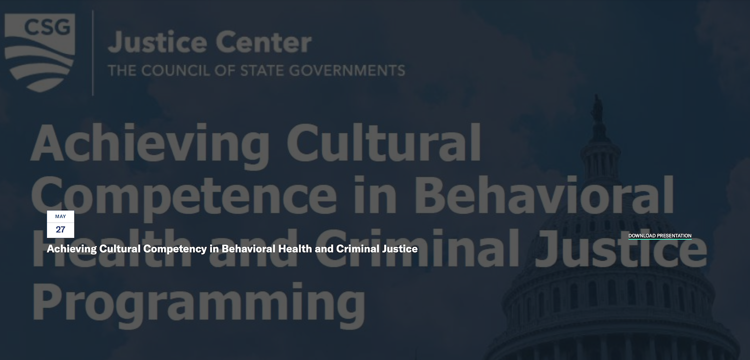 Achieving Cultural Competency in Behavioral Health and Criminal Justice event page