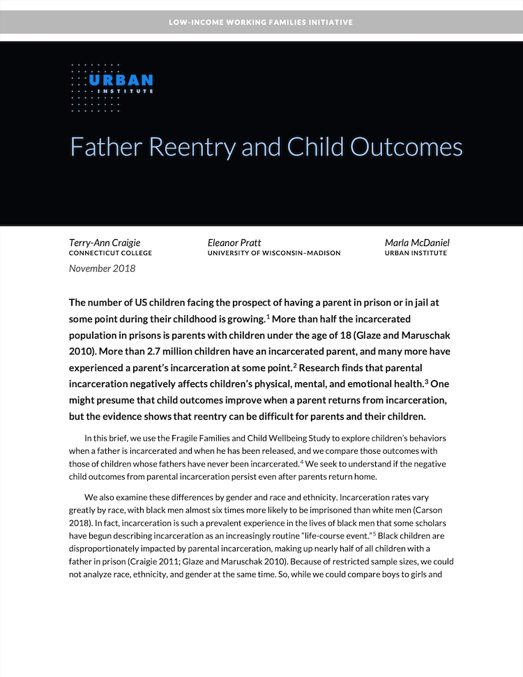 Father Reentry and Child Outcomes brief cover image