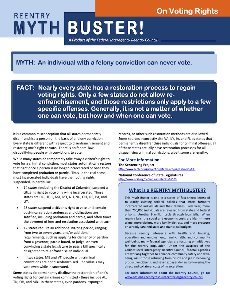 Myth Buster on Voting Rights fact sheet