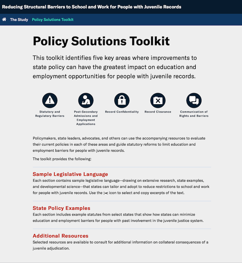 Policy Solutions Toolkit homepage