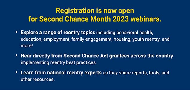 Second Chance Month webinars registration