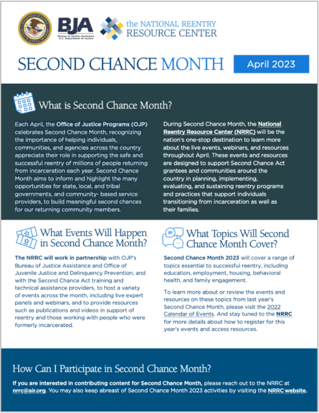 Second Chance Month 2023 flyer