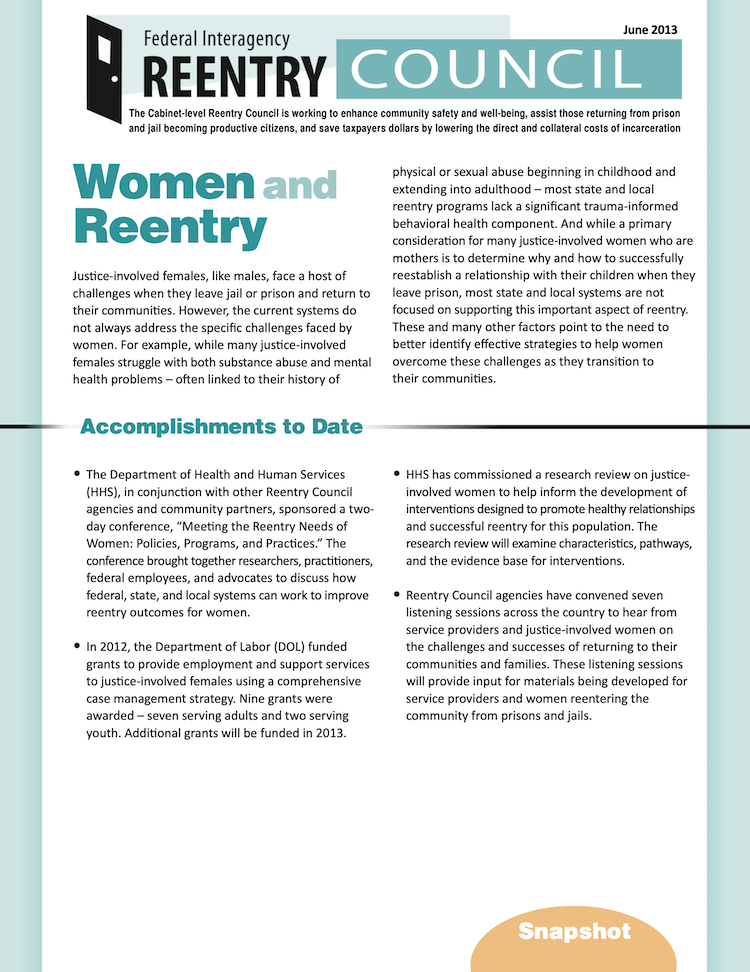Women and Reentry brief cover