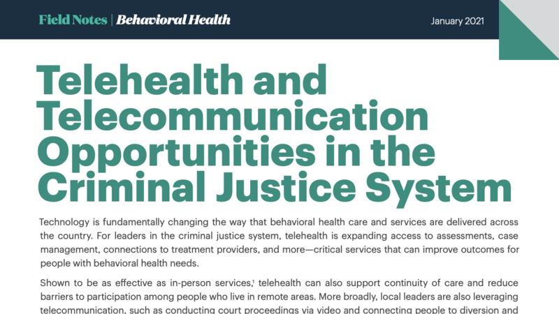 Telehealth and Telecommunication Opportunities in the Criminal Justice System brief cover image