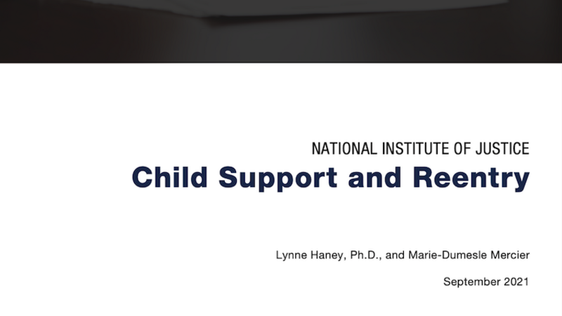 Child Support and Reentry report cover