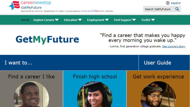 Career One Stop: Get My Future Webpage