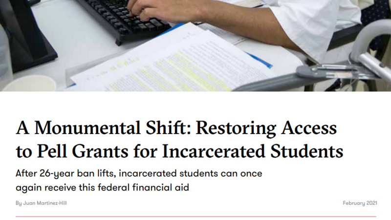 A Monumental Shift: Restoring Access to Pell Grants for Incarcerated Students Cover