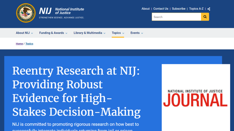 Reentry Research at NIJ: Providing Robust Evidence for High-Stakes Decision-Making Banner
