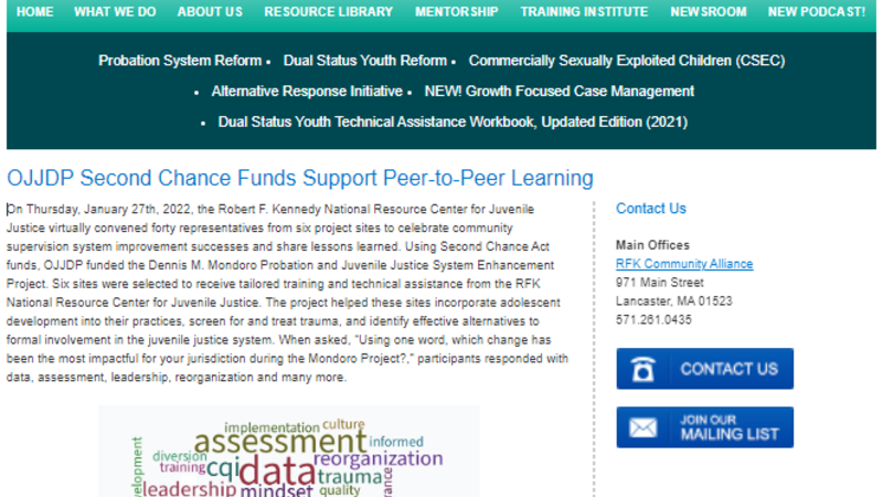 OJJDP Second Chance Funds Support Peer-to-Peer Learning