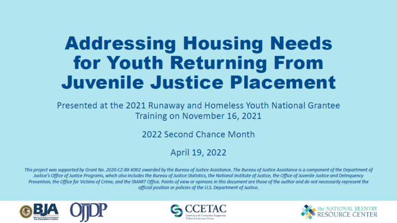 Addressing Housing Needs for Youth Returning from Juvenile Justice Placement Cover
