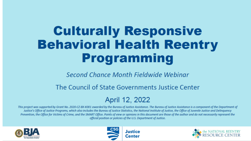 Culturally Responsive Behavioral Health Reentry Programming Cover