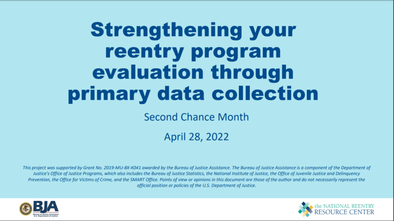 Strengthening Your Reentry Program Evaluation Through Primary Data Collection Cover