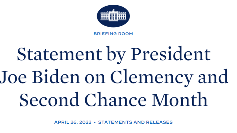Biden Statement on Clemency and Second Chance Month