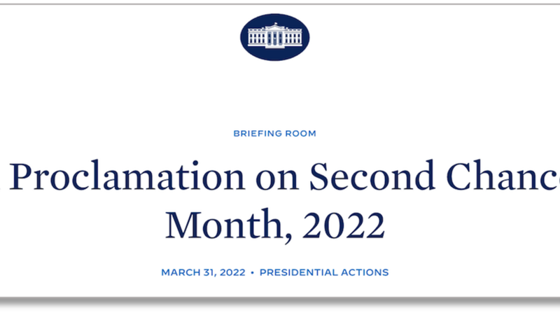 Second Chance Month 2022 Proclamation