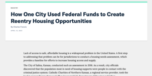 Federal Funds to Create Reentry Housing Opportunities article screenshot