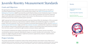 Juvenile Reentry Measurement Standards project overview screenshot