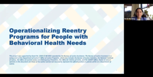 Operationalizing Reentry Programs for People with Behavioral Health Needs webinar screenshot