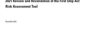 2021 Review and Revalidation of the First Step Act Risk Assessment Tool Cover