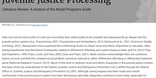 Racial and Ethnic Disparity in Juvenile Justice Processing Literature Review Cover
