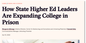 State Higher Education Expanding College in Prison article cover