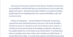 A Proclamation on Second Chance Month, 2023