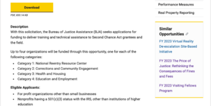  FY 2023 Second Chance Act Training and Technical Assistance Program solicitation page