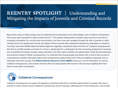 Reentry Spotlight: Understanding and Mitigating the Impacts of Juvenile and Criminal Records