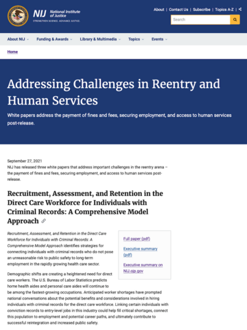 Addressing Challenges in Reentry and Human Services landing page