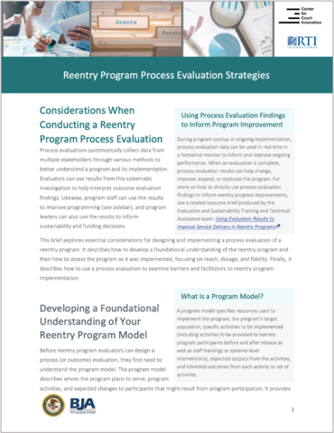 Reentry Program Process Evaluation Strategies brief cover