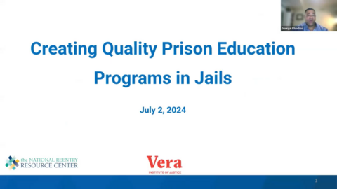 Creating Quality Prison Education Programs in Jails – Part 1 in Webinar Series
