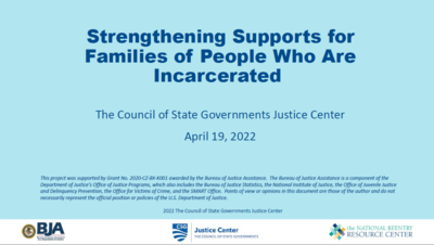 Strengthening Supports for Families of People Who Are Incarcerated Cover