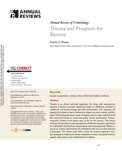 Trauma and Prospects for Reentry
