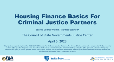 Housing Finance Basics For Criminal Justice Partners Cover