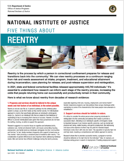 Five Things About Reentry article cover