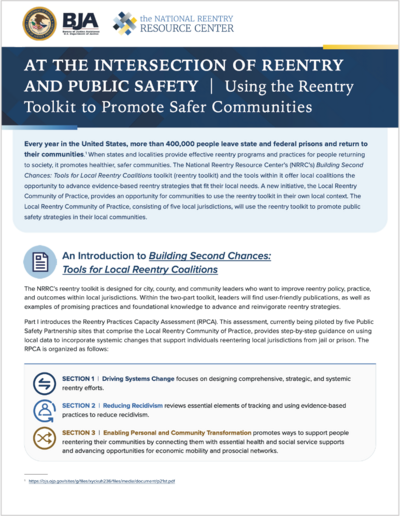 At the Intersection of Reentry and Public Safety information sheet cover