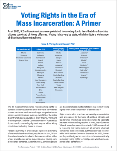 Voting Rights in the Era of Mass Incarceration brief cover