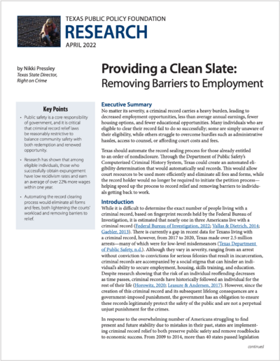 Providing a Clean Slate report cover