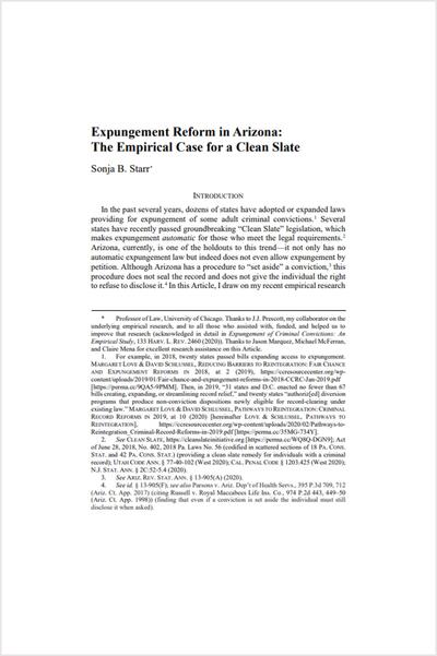 ExpungementReformInArizonaTheEmpiricalCaseforaCleanSlateCover