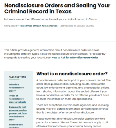 NondisclosureOrdersandSealingYourCriminalRecordinTexasCover