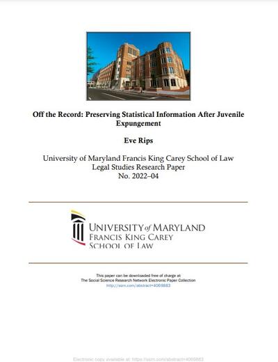 OfftheRecordPreservingStatisticalInformationAfterJuvenileExpungementCover