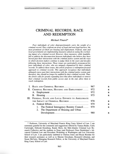 Criminal Records, Race, And Redemption Cover