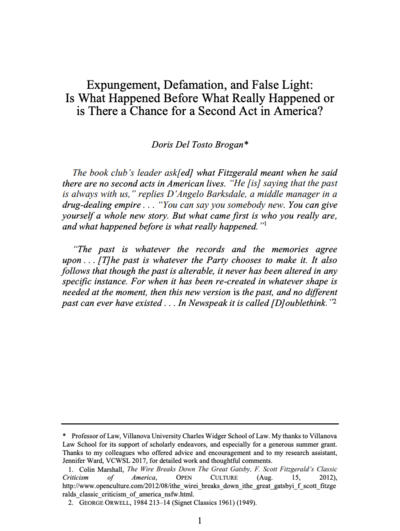 Expungement, Defamation and False Light Cover